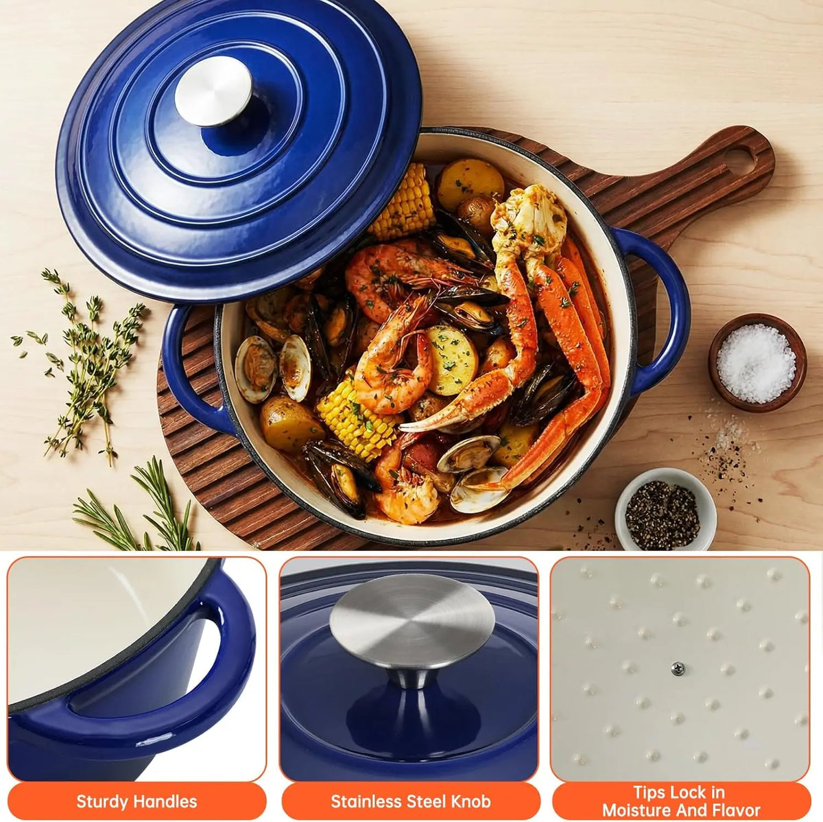 Nonstick Enameled Cast Iron Cookware Set, 7Pcs Pots and Pans Set.....