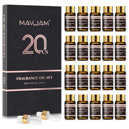 Fragrance Oils Kit 20pc. set Coconut & Vanilla, White Musk, Watermelon, Strawberry, Oil for Humidifier Diffuser...