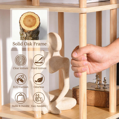5-Tier Rotating Bookshelf, Solid Wood Bookcase, Freestanding Revolving Shelf.....