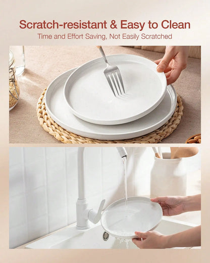 Dinnerware Set For 4 Off White Speckled Glazed Ceramic Stoneware 12 Pieces Plates And Bowls Set Microwave Safe.....