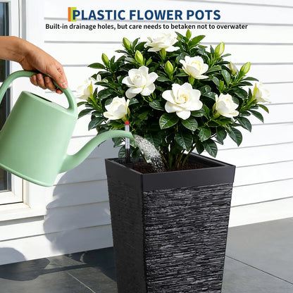 22.5'' Tall Planters Set Of 2, Self Watering Outdoor Indoor With Water Monitor System
