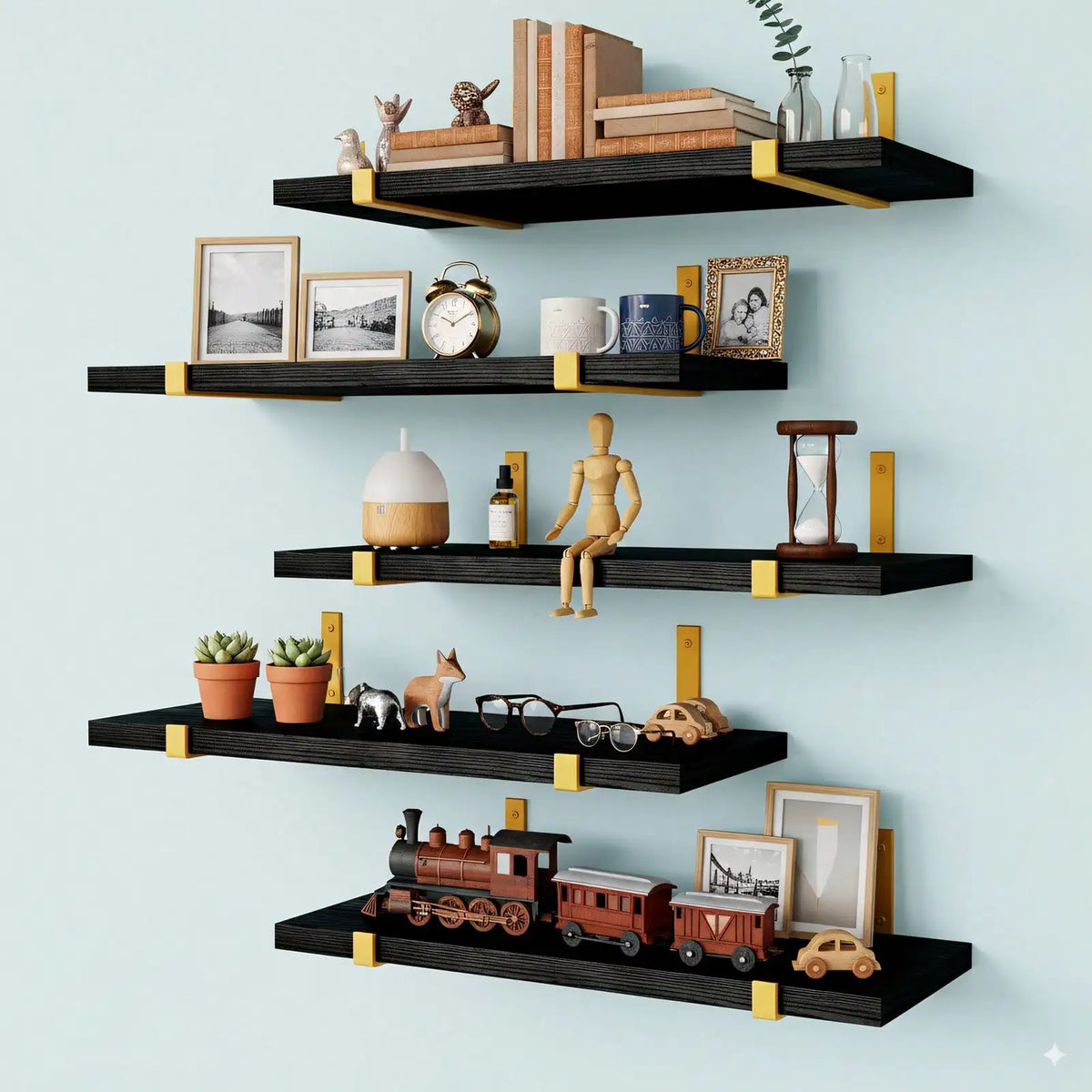 5/10Pcs Floating Shelves, 4.7 In Wide 16  Long  with Invisible Brackets, Rustic Wood .......