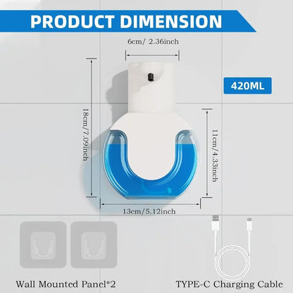 Touchless Plastic Foaming Soap Dispenser, USB Rechargeable, 4-Level Adjustable, Wall Mount or Countertop, 15oz/420ml.....