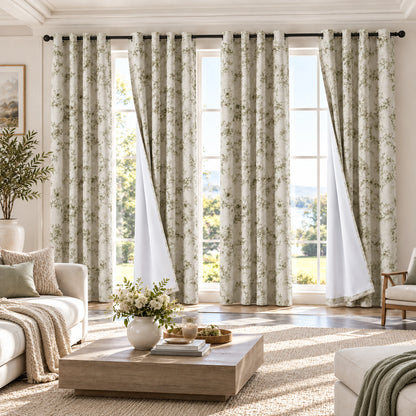 4 Panels, 4color Set Floral Print Blackout Curtains, Grommet Eyelet Energy, 4Sizes