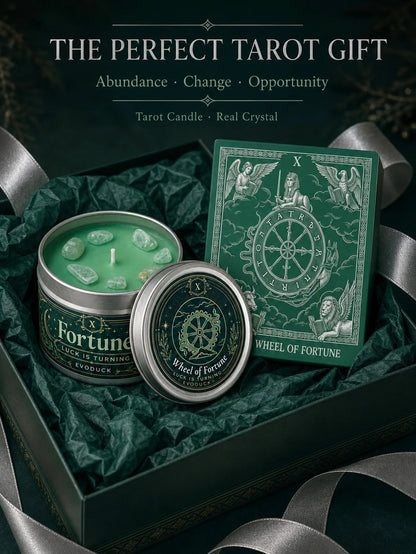 3/2/1 Sets Fortune Tarot Candle with Green Crystal Stones, Green Wax Scented, for Meditation, 3 Oz.