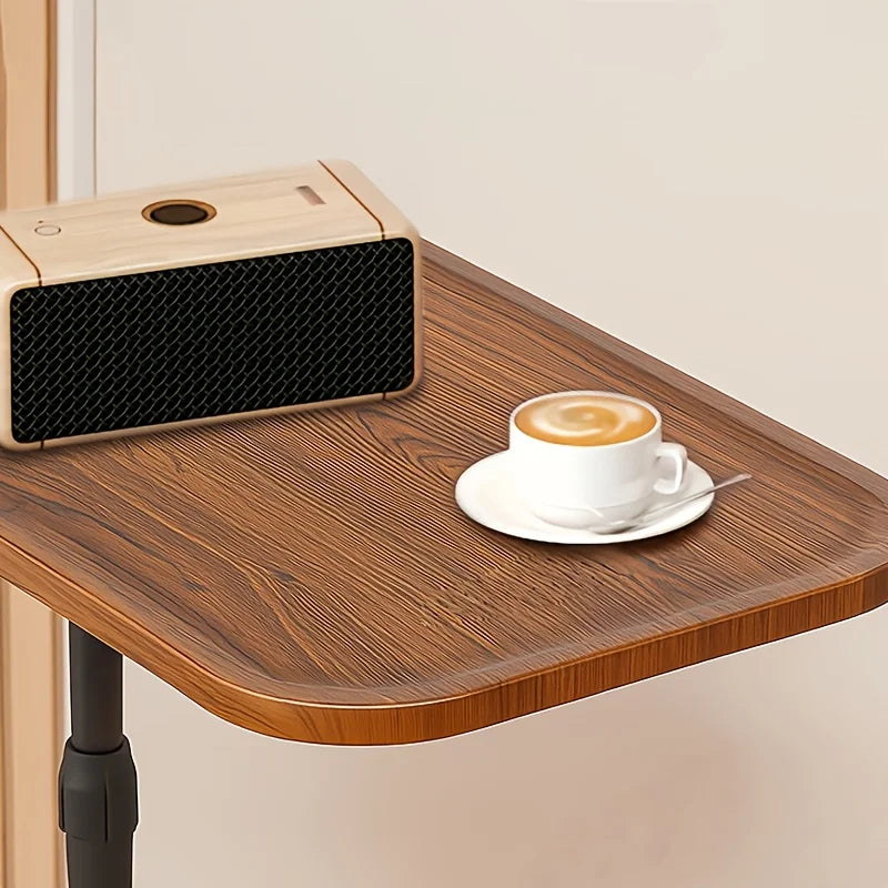 Adjustable Height End Table with Anti-Slip Groove Lip, Carbon Steel Frame