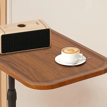 Adjustable Height End Table with Anti-Slip Groove Lip, Carbon Steel Frame
