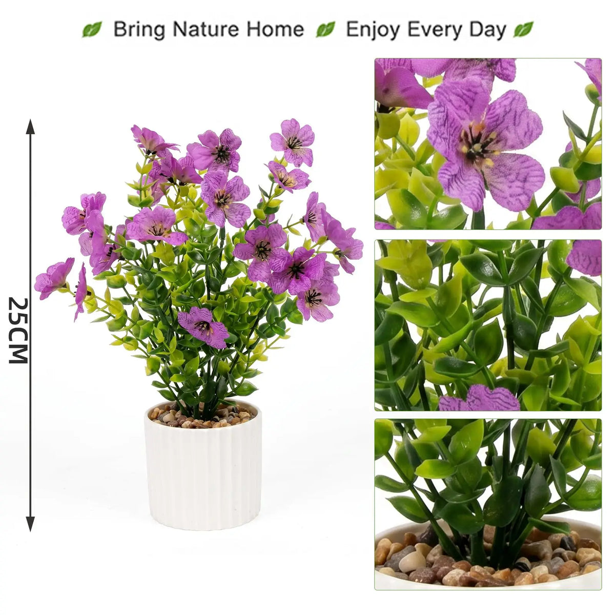 Set of 6 Artificial Potted Flowers Floral Arrangement...