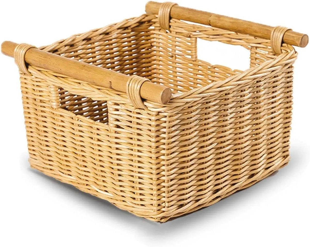Natural Handwoven Rattan Wicker Deep Pole Handle Storage Basket, Sandstone....